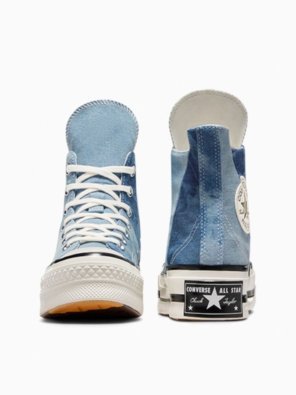 NEW Chuck 70 Plus Distressed Denim Converse Denim Patchwork High Top - 10 W 8 M - Picture 10 of 13